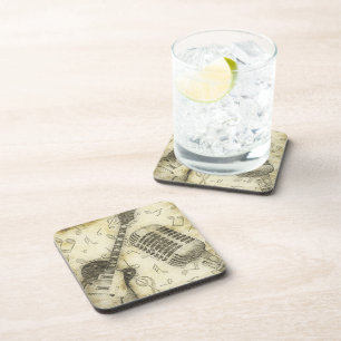 Dessous de verre vintages de microphone de guitare