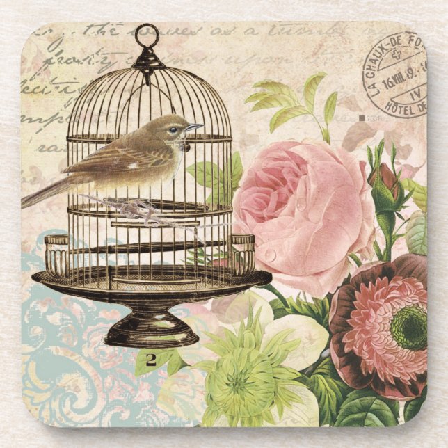 dessous de verre vintages pour oiseaux et volières (Devant)