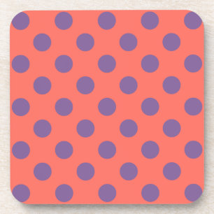 Dessous-de-verre Violet and living coral polka dots
