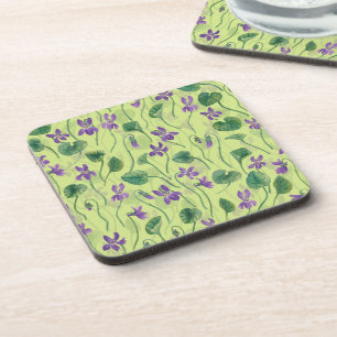 Dessous-de-verre Violettes à l'aquarelle sur rosée de miel