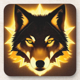 Dessous-de-verre Visage de Loup Radieux sous Lumière Dorée