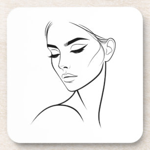 Dessous-de-verre Visage esthétique féminin minimaliste abstrait lig