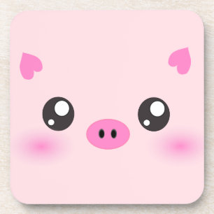 Dessous-de-verre Visage mignon de porc - minimalisme de kawaii