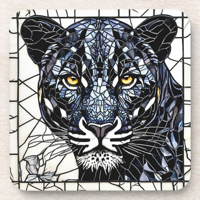 Dessous-de-verre vitrail Black Panther (Devant)