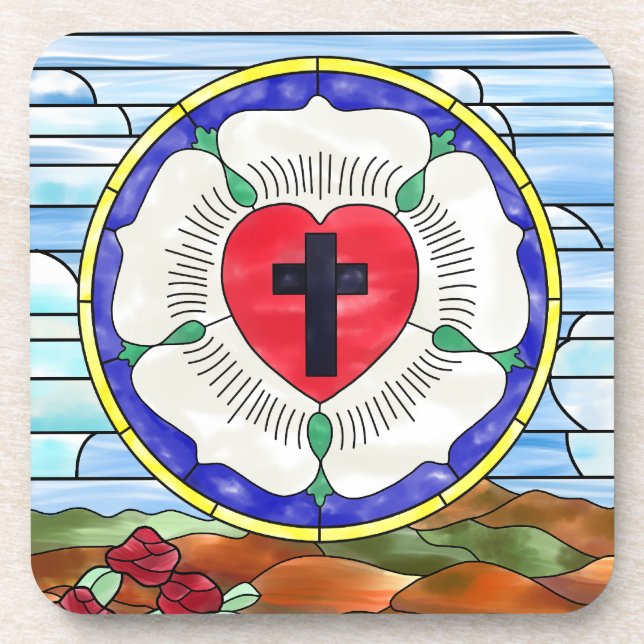Dessous-de-verre Vitrail de la Rose de Luther (Devant)