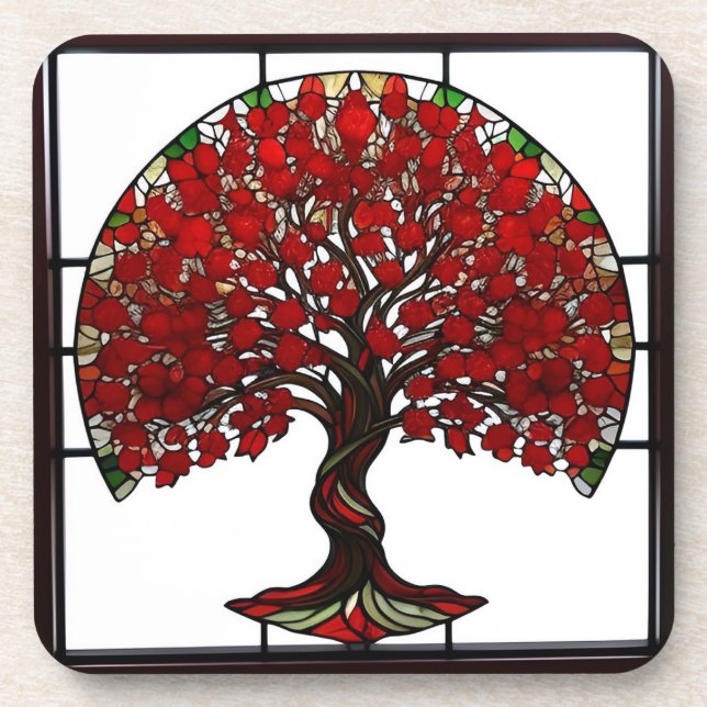 Dessous-de-verre Vitraux représentant un arbre (Devant)