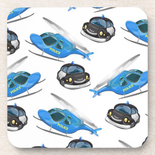 Dessous-de-verre Voiture de police et hélicoptère