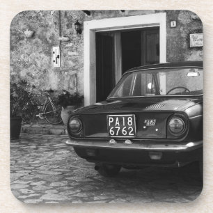 Dessous-de-verre Voiture FIAT vintage en Italie en monochrome
