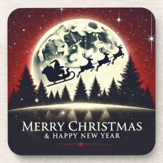 Dessous-de-verre Volant Silhouetté Père Noël et Reindeer