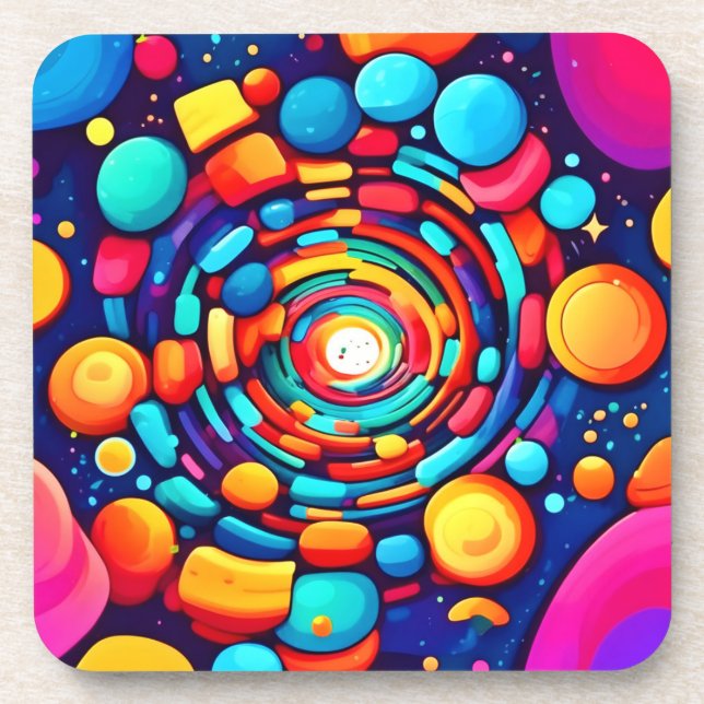Dessous-de-verre Vortex psychédélique de couleur (Devant)