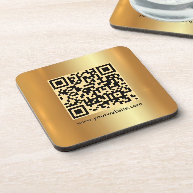 Dessous-de-verre Votre Carré Gold Modèle de code QR personnalisé (Côté gauche)