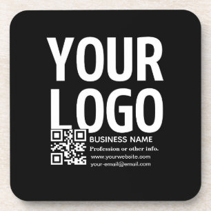 Dessous-de-verre Votre logo avec code QR et texte modifiables 