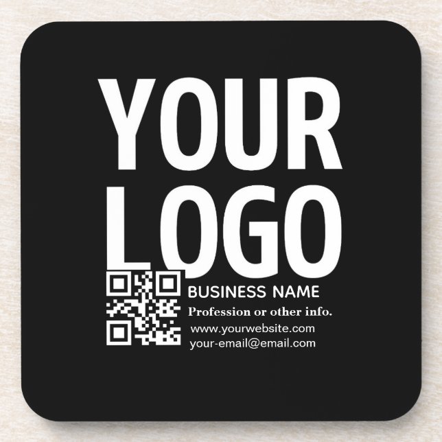 Dessous-de-verre Votre logo avec code QR et texte modifiables  (Devant)