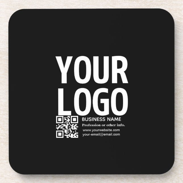 Dessous-de-verre Votre logo avec code QR et texte modifiables  (Devant)