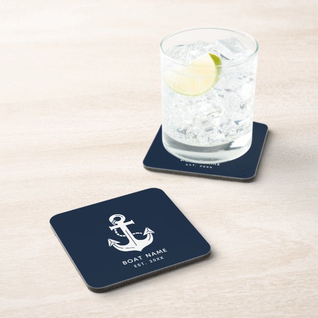 Dessous-de-verre Votre nom de bateau Ancre Bleue  (Côté Droit)
