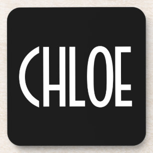 Dessous-de-verre Votre nom, texte gras blanc   Noir