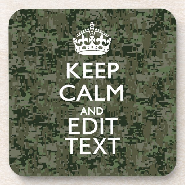 Dessous-de-verre Votre texte Camouflage numérique Bois Conserver le (Devant)