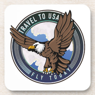 Dessous-de-verre Voyage aux USA Fly today logo
