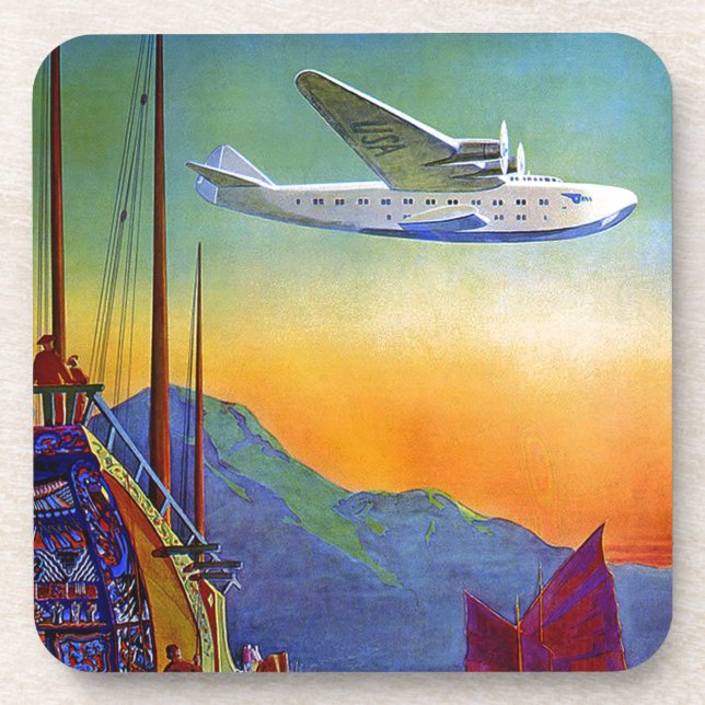 Dessous-de-verre Voyage transpacifique vintage (Devant)