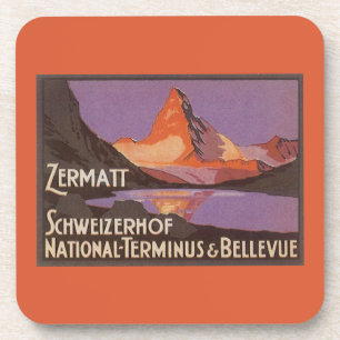 Dessous-de-verre Voyage vintage, Mont Matterhorn en Suisse