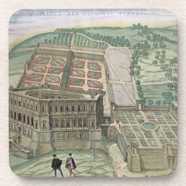 Dessous-de-verre Vue de la villa Farnese et des jardins, de 'C (Devant)