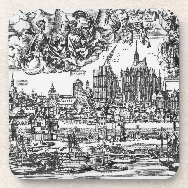 Dessous-de-verre Vue générale de Cologne, 1531 (gravure) (pho de (Devant)