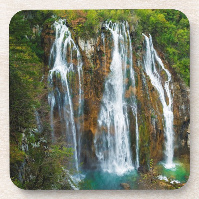 Dessous-de-verre Vue surélevée d'une cascade, Croatie (Devant)