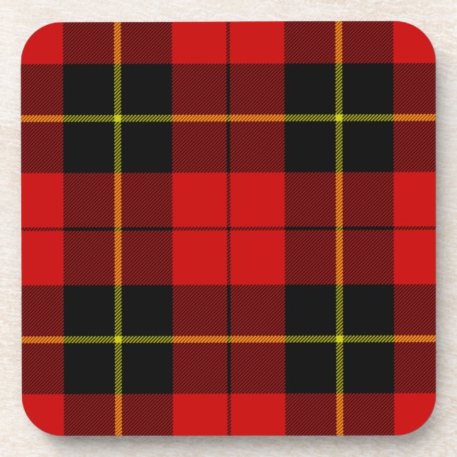 Dessous-de-verre Wallace tartan rouge noir plaid (Devant)