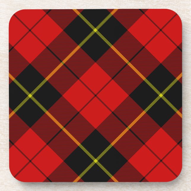 Dessous-de-verre Wallace tartan rouge noir plaid (Devant)