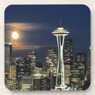 Dessous-de-verre Washington, Seattle, Skyline la nuit depuis Kerry 
