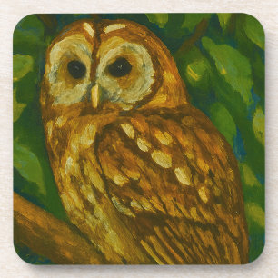 Dessous-de-verre Watcher Woodland - Art Réaliste de Chouette