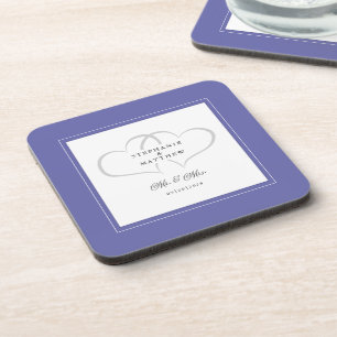 Dessous-de-verre Wedding Mr & Mrs Periwinkle Blue Elegant Hearts