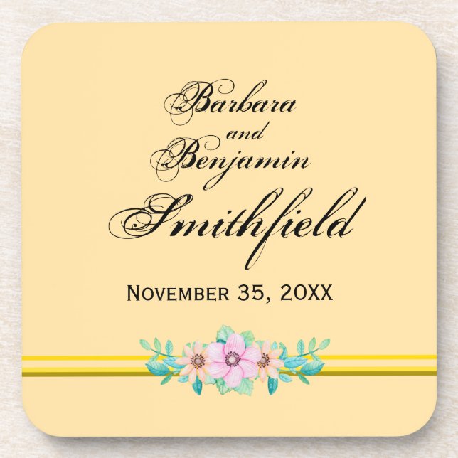 Dessous-de-verre Wedding Remembrance Floral - Personalize (Devant)