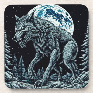 Dessous-de-verre Werewolf Cultivant vintage une nuit de Pleine lune