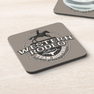 Dessous-de-verre Western Rodeo AJOUTER NOM Old West Steer Roping Ro