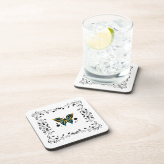 Dessous-de-verre Whimsical Fluttering – Blue Butterfly Floral Art