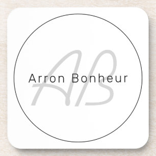 Dessous-de-verre White Grey et Black   Cool Name & Monogram