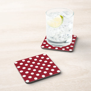 Dessous-de-verre White Polka Dots on Crimson Red