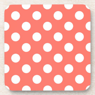 Dessous-de-verre White polka dots on living coral