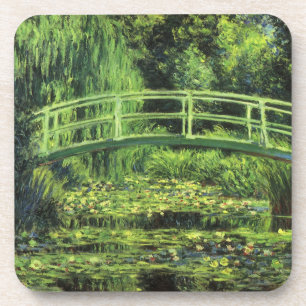 Dessous-de-verre White Waterlilies by Claude Monet, Vintage Art