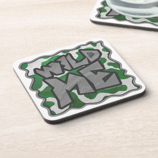 Dessous-de-verre Wild Me Vache Vert et blanc Imprimer (Côté gauche)