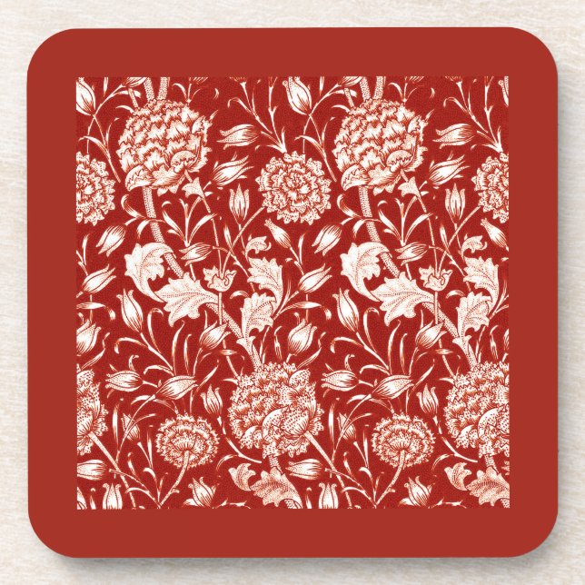 Dessous-de-verre William Morris Carnation Imprimer, rouge profond e (Devant)