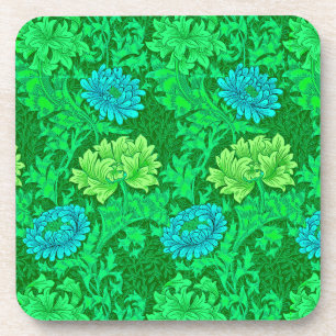 Dessous-de-verre William Morris Chrysanthemums, Lime Green & Aqua