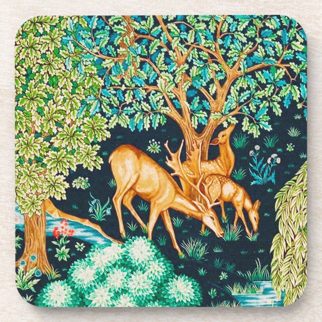 Dessous-de-verre William Morris Deer par un Indigo de la Tapisserie (Devant)