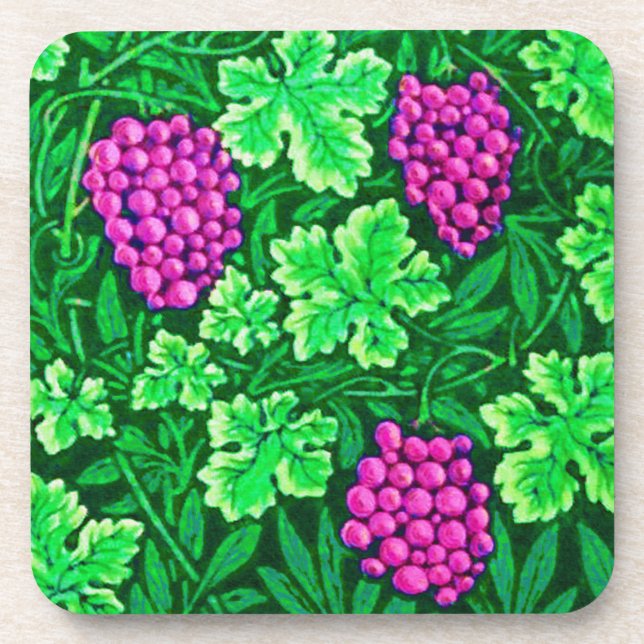 Dessous-de-verre William Morris Grapevine, Magenta et Green (Devant)