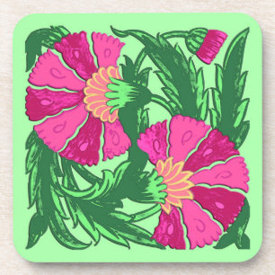Dessous-de-verre William Morris Jacobean, Fuchsia Pink and Green
