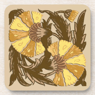 Dessous-de-verre William Morris Jacobean, Mustard Gold et Brown