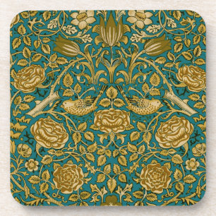 Dessous-de-verre William Morris Motif Rose Tudor Bleu Doré