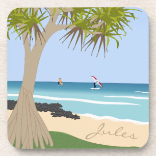 Dessous-de-verre Wing Foil Surfers Pandanus Tree at Beach ajouter N