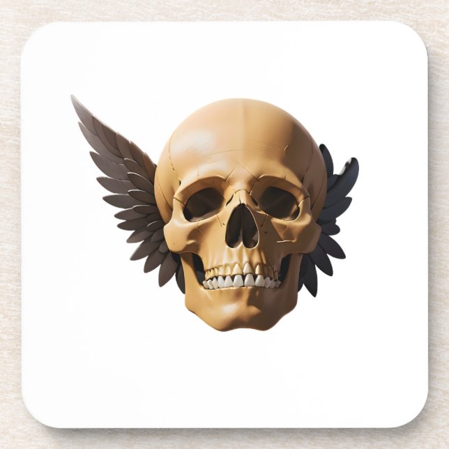 Dessous-de-verre Winged Skull Symbolizing Mortality and Freedom (Devant)